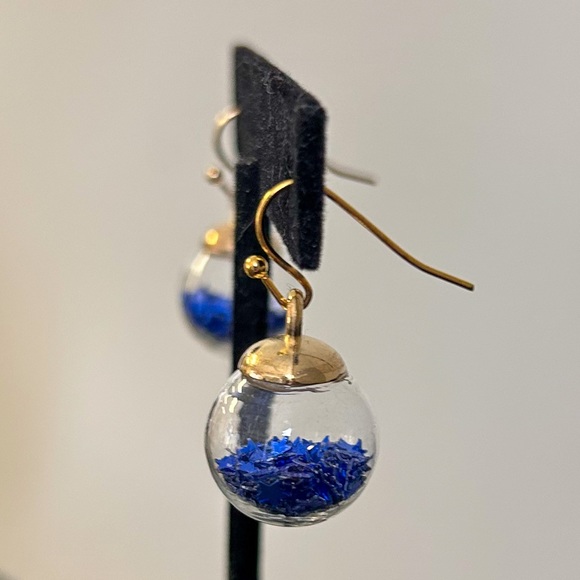 Blue Wishing Ball Earrings - Picture 2 of 7